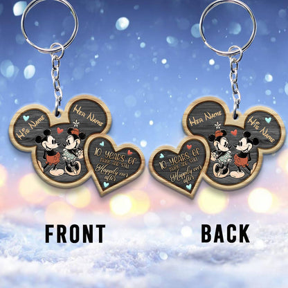Still Happily Ever After - Personalized Couple Mouse Keychain (Printed On Both Sides)