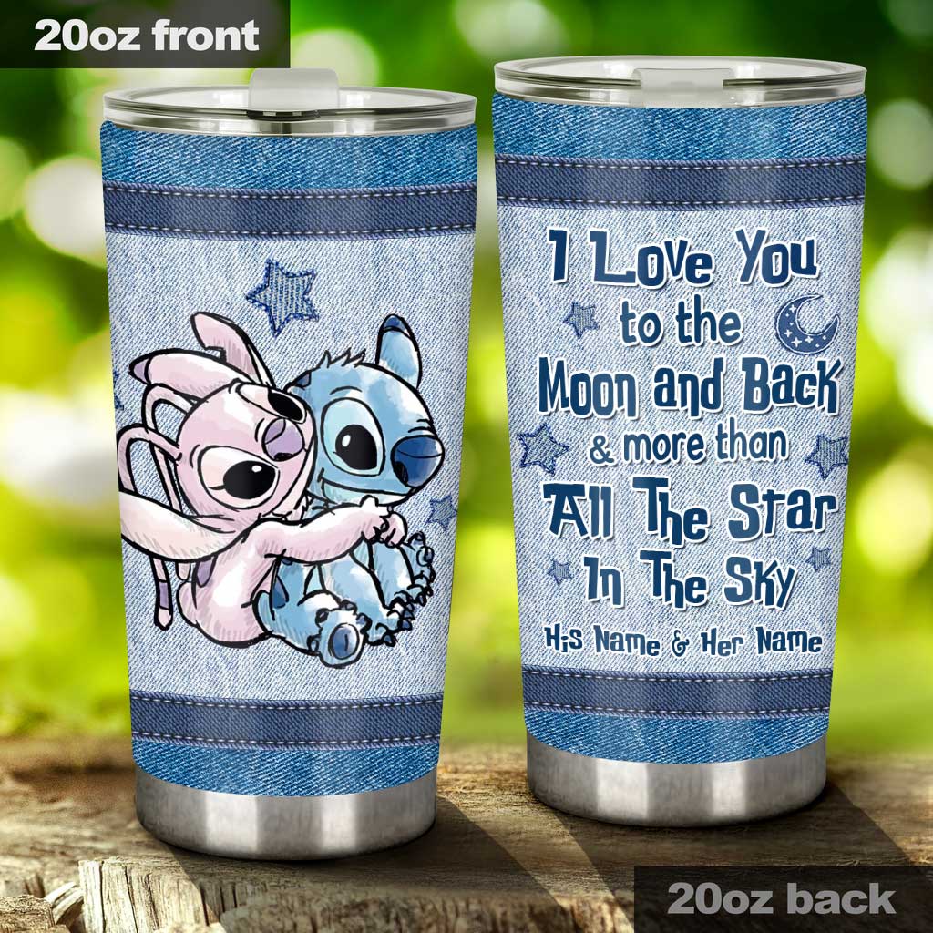 Love You To The Moon And Back - Personalized Couple Ohana Tumbler