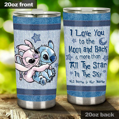 Love You To The Moon And Back - Personalized Couple Ohana Tumbler