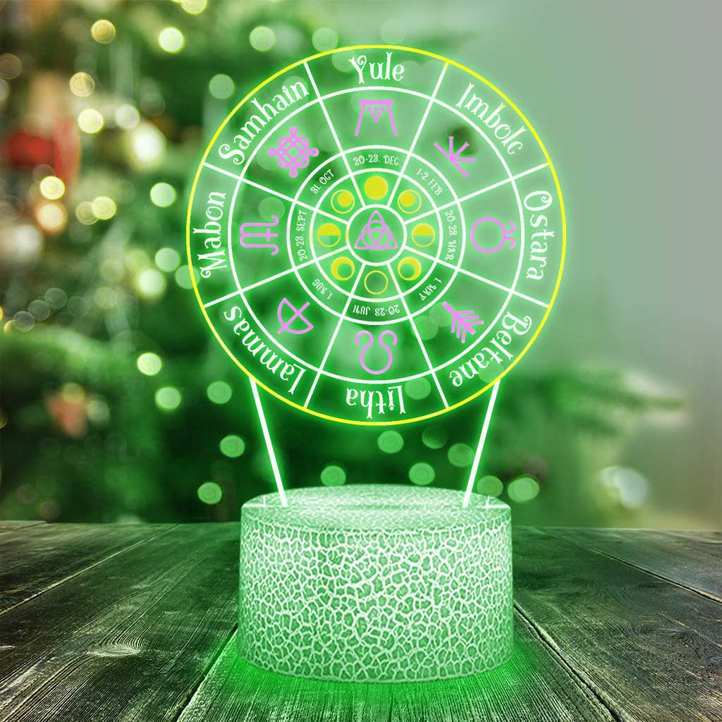 Wheel Of The Year Wicca - Witch Shaped Plaque Light Base