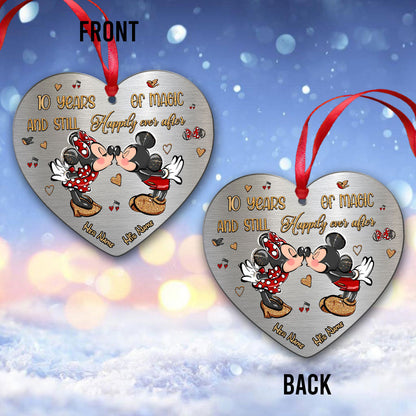 Still Happily Ever After - Personalized Christmas Mouse Heart Aluminium Ornament (Printed On Both Sides)