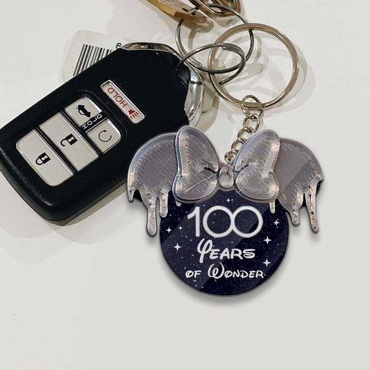 100th Magical - Personalized Mouse Keychain (Printed On Both Sides)