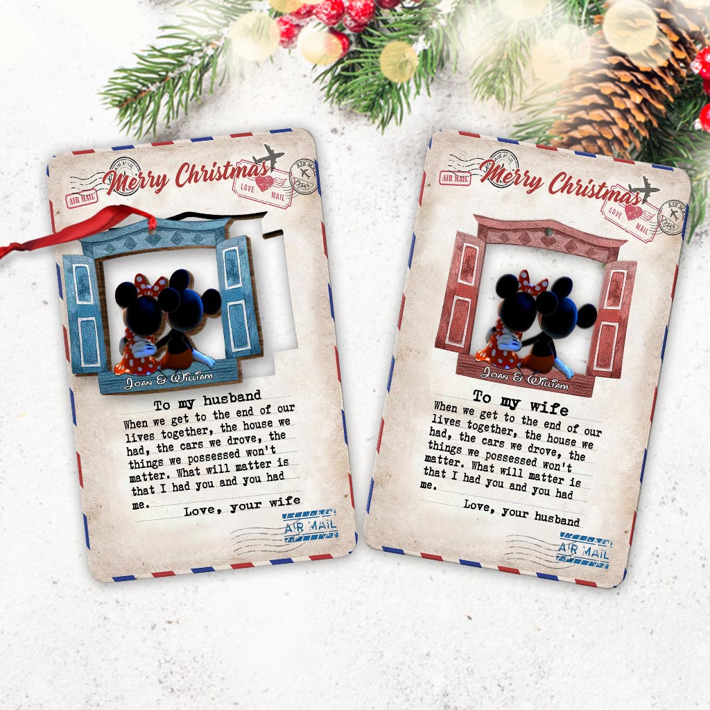 When We Get To The End - Personalized Christmas Mouse Wooden Card Pop Out Ornament