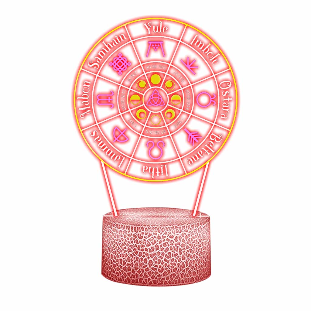 Wheel Of The Year Wicca - Witch Shaped Plaque Light Base