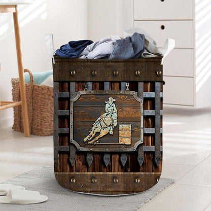 Horse Faux Wood Pattern Print Horse Storage Basket 0622