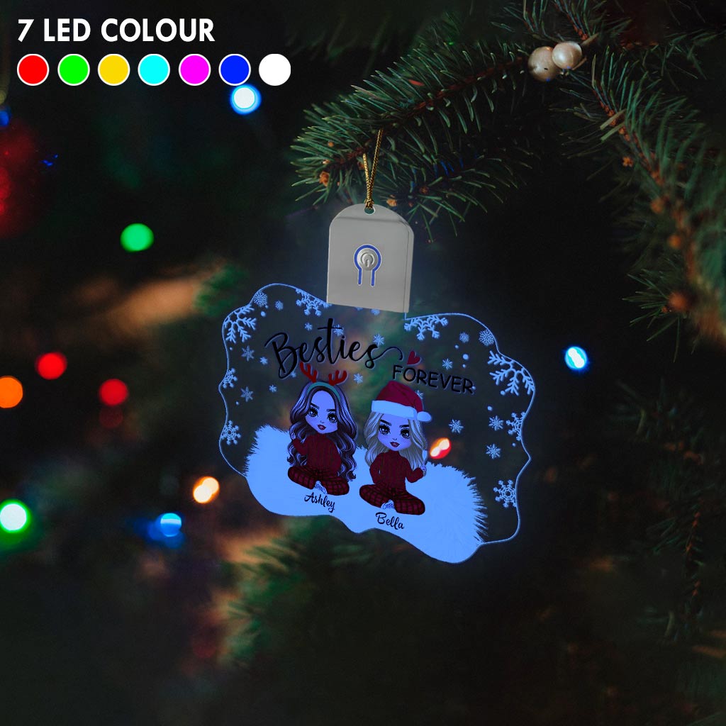 Besties Forever - Personalized Christmas Bestie Shaped Led Acrylic Ornament