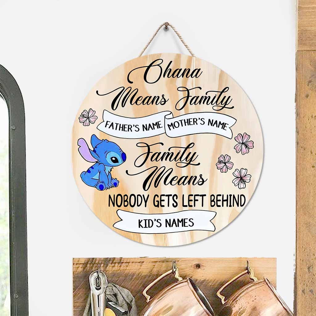Ohana Means Family - Personalized Round Wood Sign