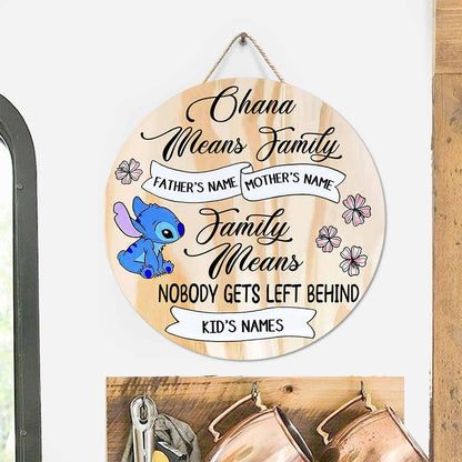 Ohana Means Family - Personalized Round Wood Sign