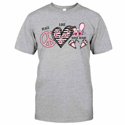 Peace Love Nurse Bunny - Personalized T-shirt and Hoodie