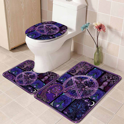 Witch Pentagram Roses - 3 Pieces Bathroom Mats Set
