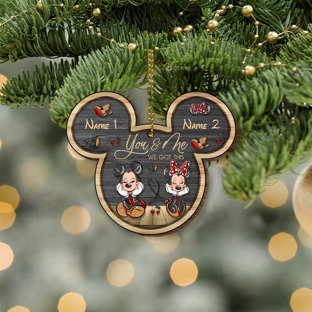 To My Love Mouse Ears Couple - Personalized Christmas Wooden Card Pop Out Ornament