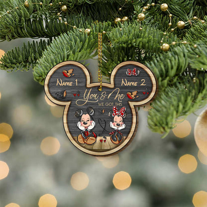 To My Love Mouse Ears Couple - Personalized Christmas Wooden Card Pop Out Ornament