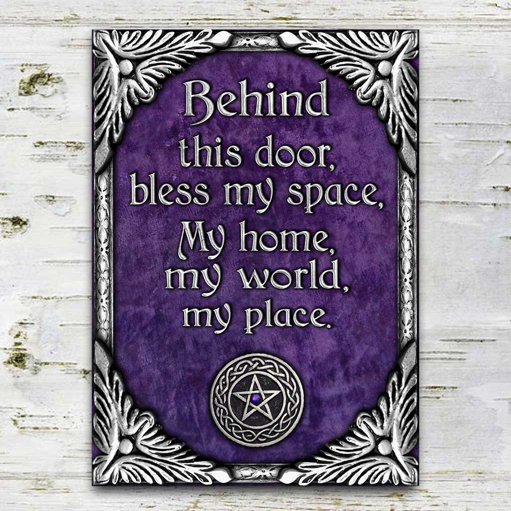 Behind This Door Bless My Space - Witch Rectangle Metal Sign
