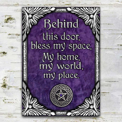 Behind This Door Bless My Space - Witch Rectangle Metal Sign