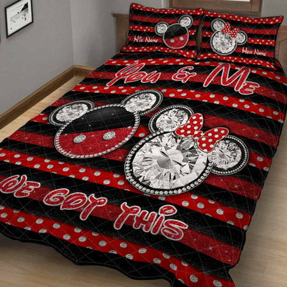 You And Me We Got This - Personalized Couple Mouse Quilt Set With 3D Pattern Print