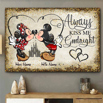 Always Kiss Me Goodnight - Personalized Couple Mouse Poster