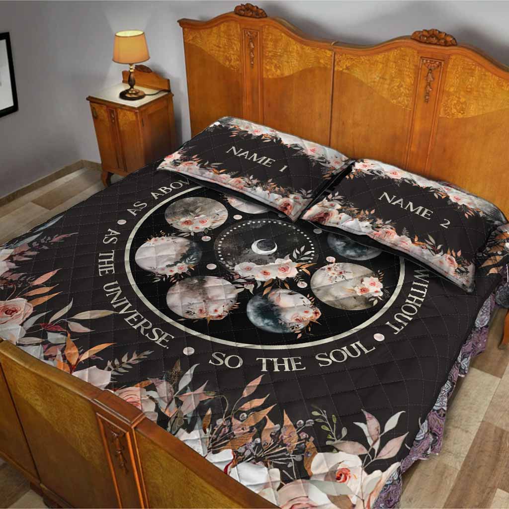 As The Universe So The Soul - Personalized Witch Quilt Set