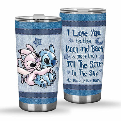 Love You To The Moon And Back - Personalized Couple Ohana Tumbler
