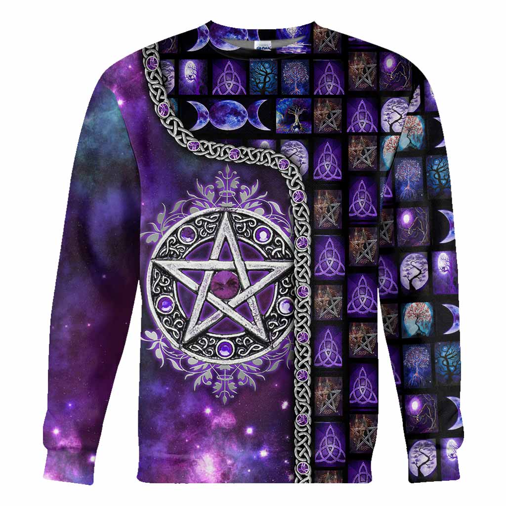Witch Vibes Purple Pentagram All Over T-shirt and Hoodie