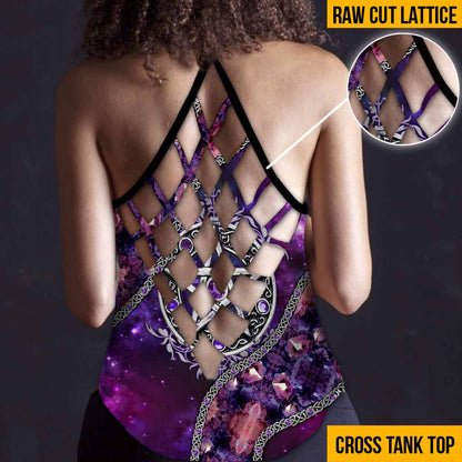 Witch Vibes Purple Pentagram Cross Tank Top