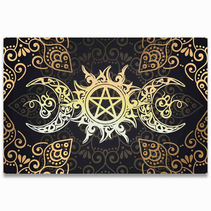 Triple Moon Pentagram Wicca - Witch Doormat 0822