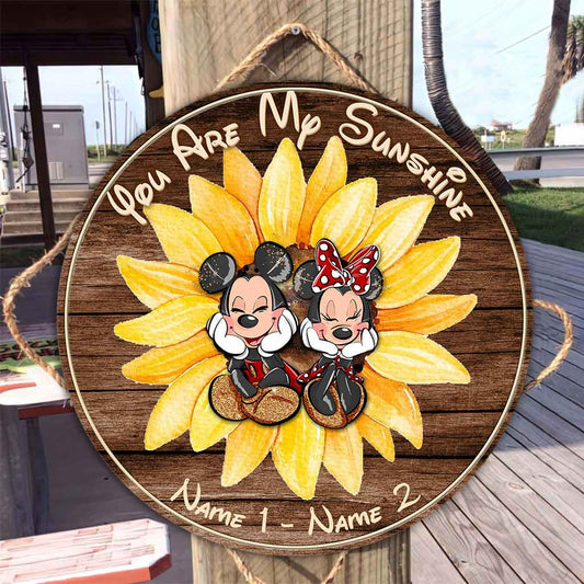 You Are My Sunshine - Personalized Mouse Round Wood Sign