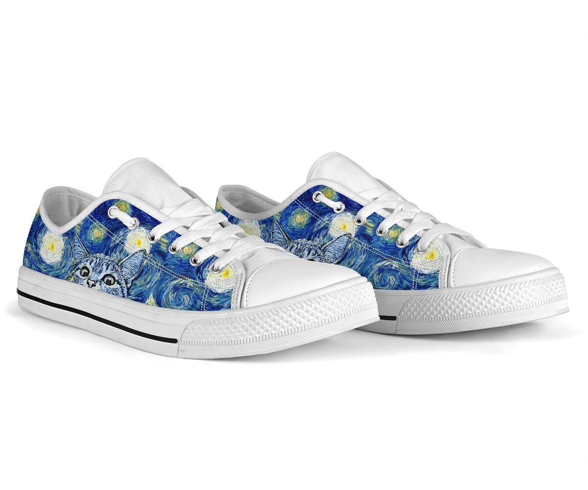 Cat Starry Night Cat Low Top Shoes 0622
