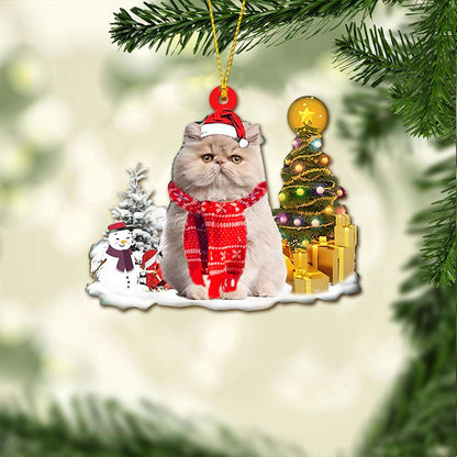 Persian Cat Pine Tree - Cat Ornament (Printed On Both Sides) 1022