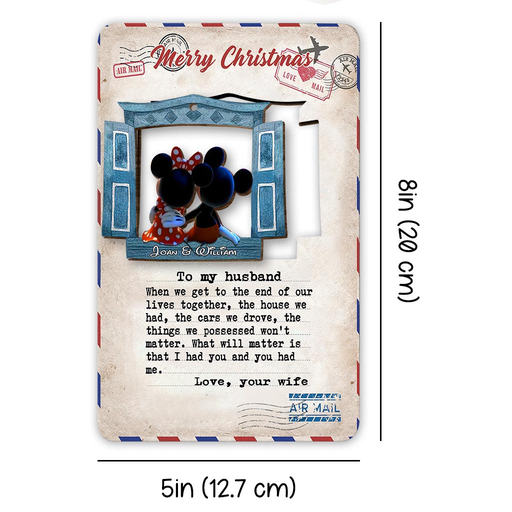 When We Get To The End - Personalized Christmas Mouse Wooden Card Pop Out Ornament