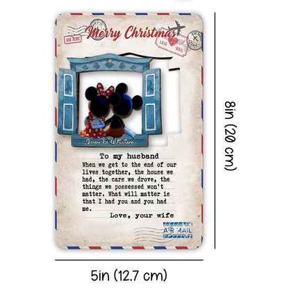 When We Get To The End - Personalized Christmas Mouse Wooden Card Pop Out Ornament