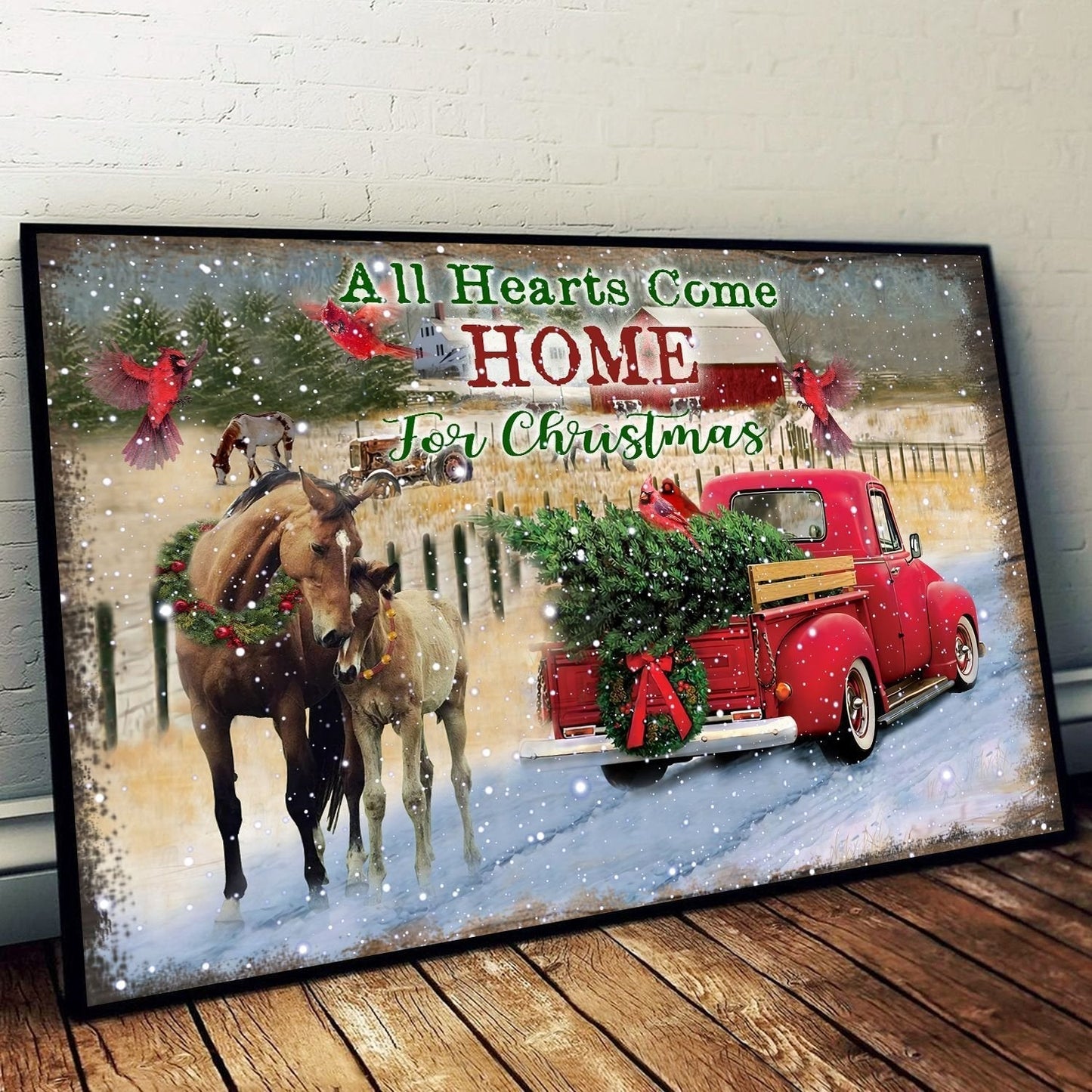 All Hearts Come Home For Christmas Horse Canvas and Poster 0523
