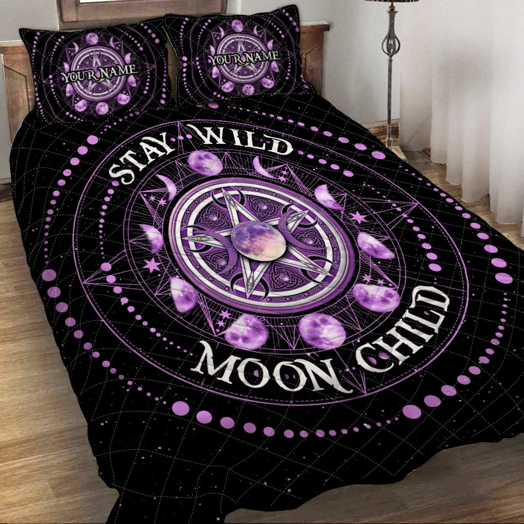 Stay Wild Moon Child - Personalized Halloween Witch Quilt Set