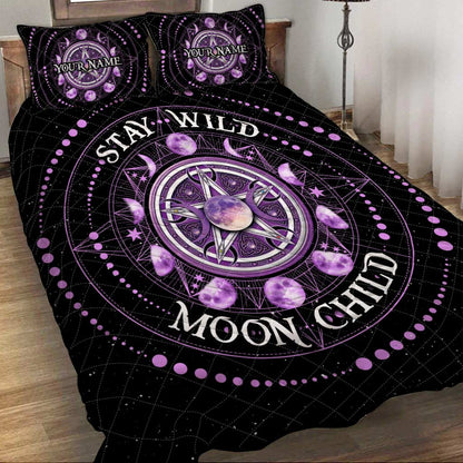 Stay Wild Moon Child - Personalized Halloween Witch Quilt Set