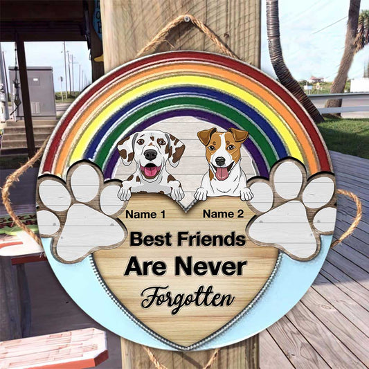 Never Forgotten - Personalized Dog Round Wood Sign
