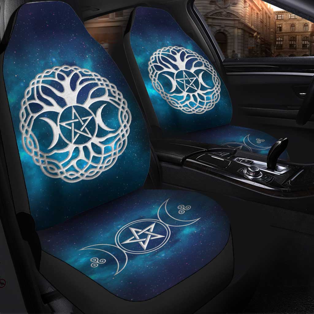 Celtic Wicca Wicca Tripple Moon Tree Of Life And Pentacle-  Witch Seat Covers 0822