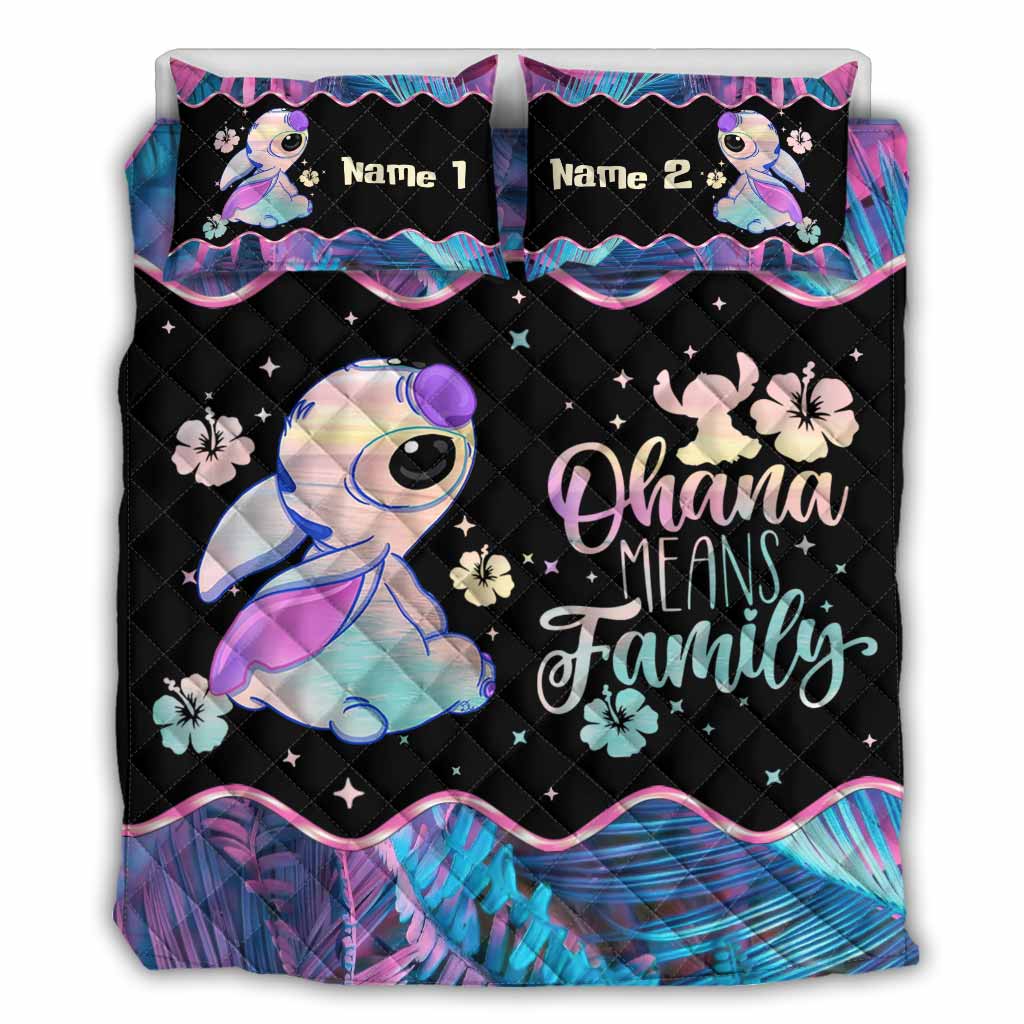 Ohana Means Family - Personalized Ohana Quilt Set