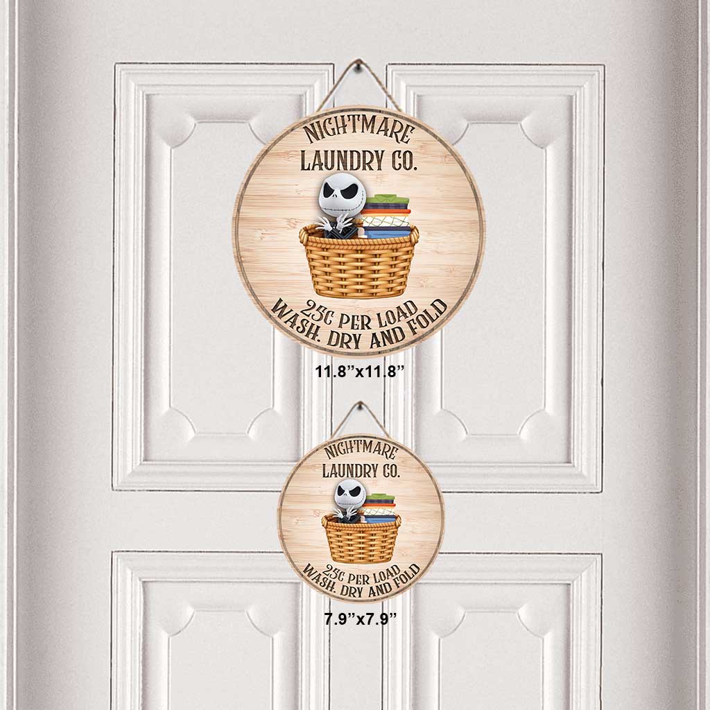 Laundry Co - Nightmare Round Wood Sign