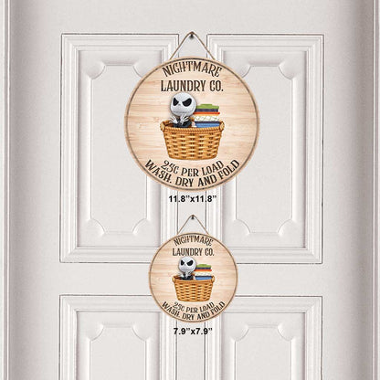 Laundry Co - Nightmare Round Wood Sign