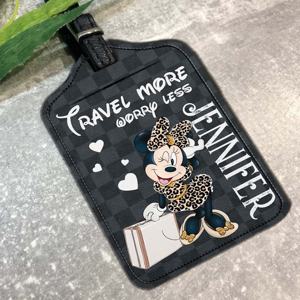 Travel More Worry Less - Personalized Mouse Leather Luggage Tag