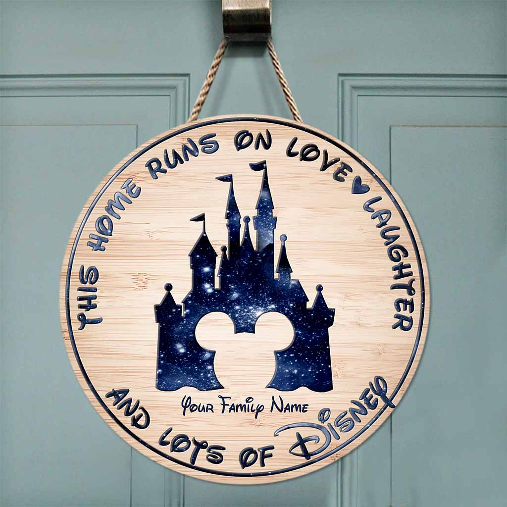 This Home Runs On - Personalized Mouse Round Wood Sign