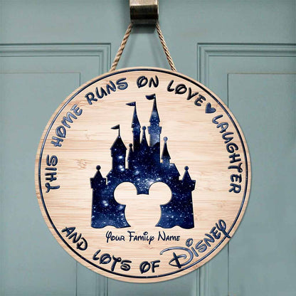 This Home Runs On - Personalized Mouse Round Wood Sign