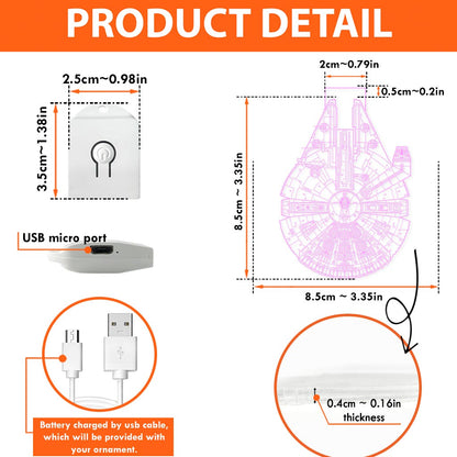 Falcon Galaxy - Christmas The Force Shaped Led Acrylic Ornament