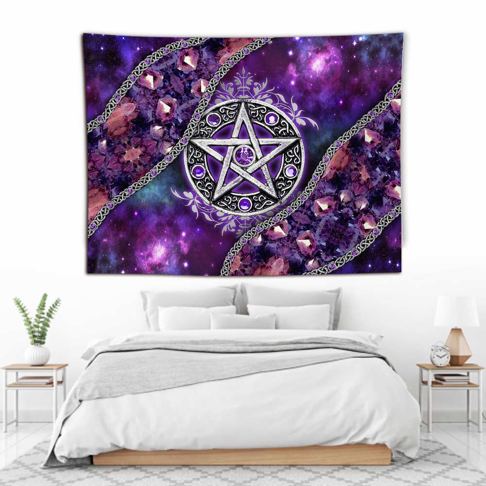 Purple Pentacle Witch Vibes - Witch Wall Tapestry