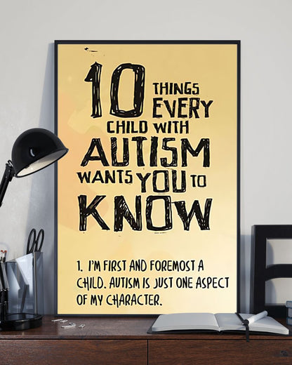 10 Things Every Child With Autism - Autism Awareness Poster 0921