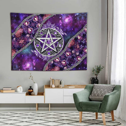 Purple Pentacle Witch Vibes - Witch Wall Tapestry