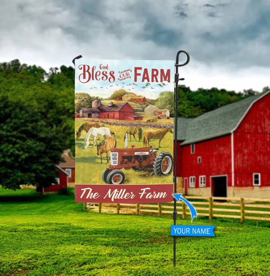 God Bless Our Farm Personalized Horse Garden Flag 0523