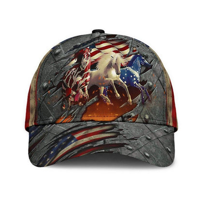 Horses American Flag Horse Classic Cap 0823