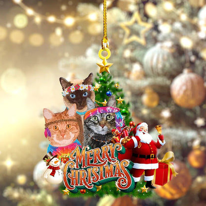 Hippie Cats Peace - Cat Ornament (Printed On Both Sides) 1022