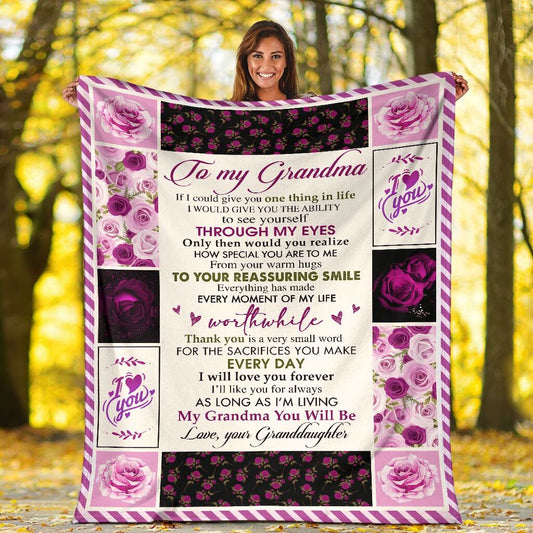 To My Grandma Rose Flower From Granddaughter To My Grandma I Will Love You Forever Gift For Grandma - Grandma Blanket 0921