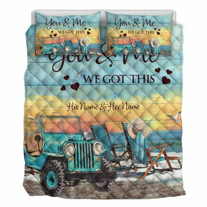 Adventurous Couple - Personalized Car Quilt Set